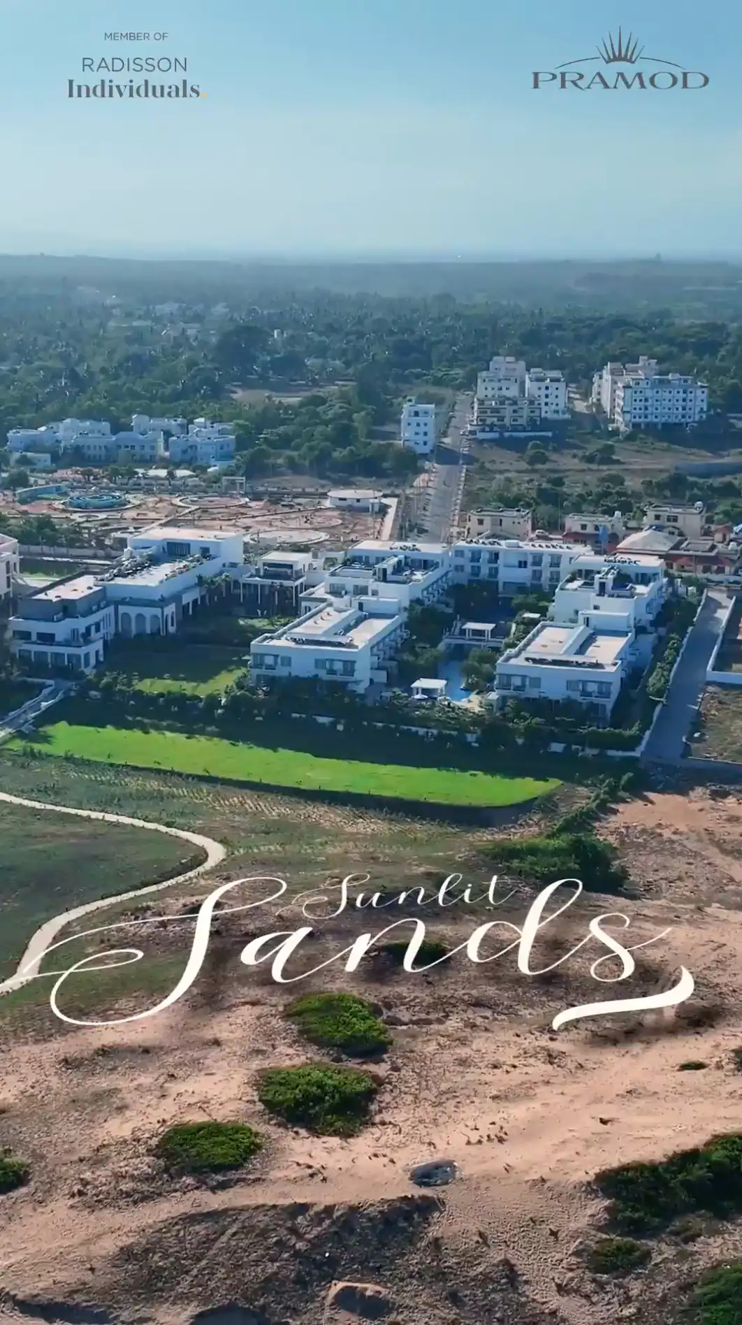 Aerial view of Pramod Lands End resort near the Gopalpur coast